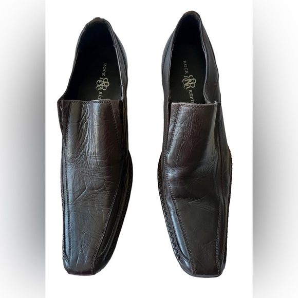 Rock & Republic Mens Leather Loafers Brown Size 13